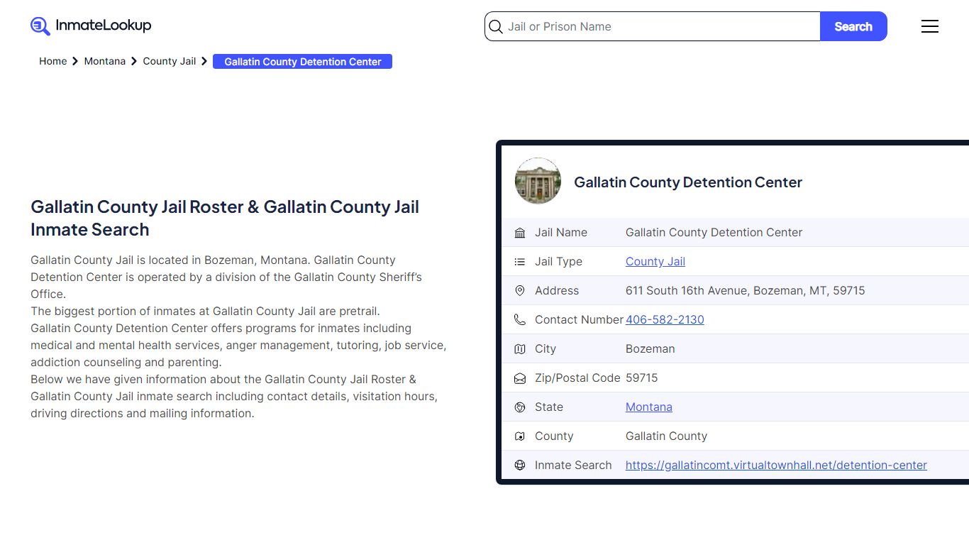 Gallatin County Detention Center (MT) Inmate Search and Jail Roster ...